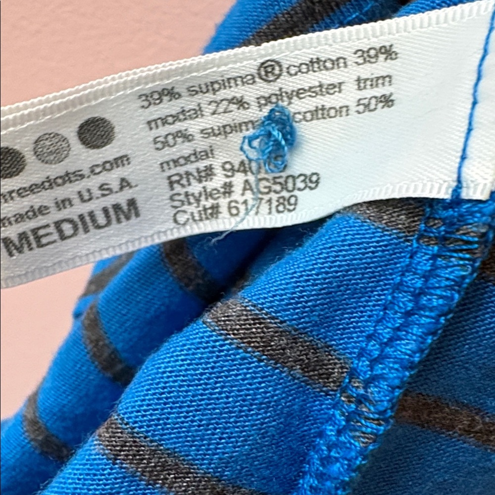 3 Three Dots Blue Striped cotton Knit Dress - Picture 7 of 8